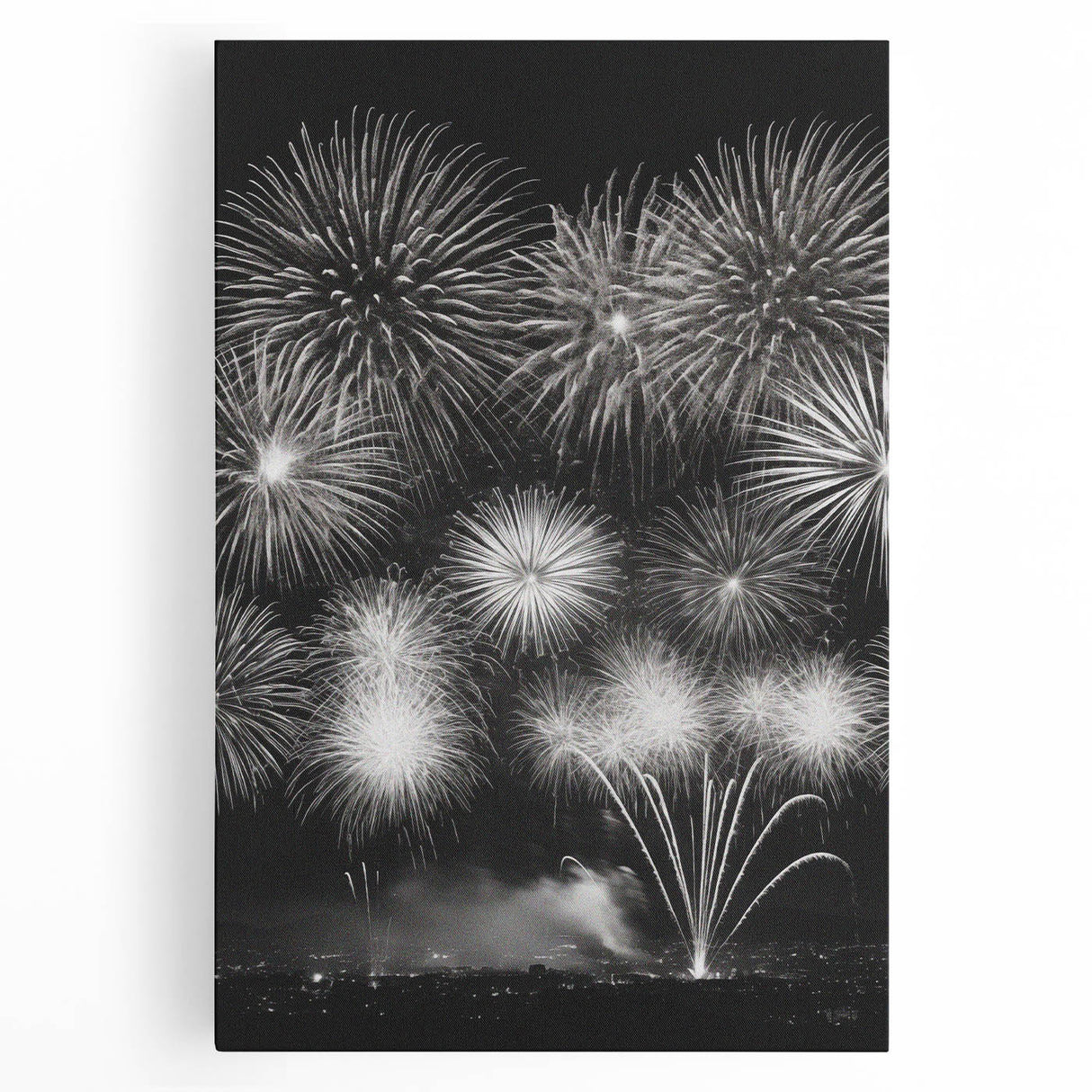Black and white large art canvas depicting a winter scene, ideal for kitchen wall art.