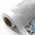 Art deco poster featuring a summer scene on rolled canvas, with pastel colors, ideal for nursery wall art.