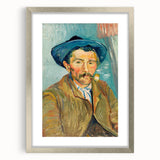 Extra large textured abstract art print in vibrant blue and yellow hues, framed in silver, ideal for living room decor.