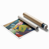 Modern Wall Art: Vibrant Abstract Mountain Landscape with a Church