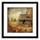 Farmhouse Style Wall Decor with Pumpkins and Barn - Country Style Art