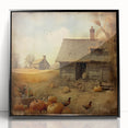 Farmhouse Style Wall Decor with Pumpkins and Barn - Country Style Art