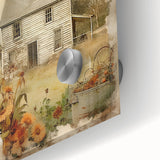 Vintage Farmhouse Prints with Sunflowers and Cottage - Rustic Wall Art