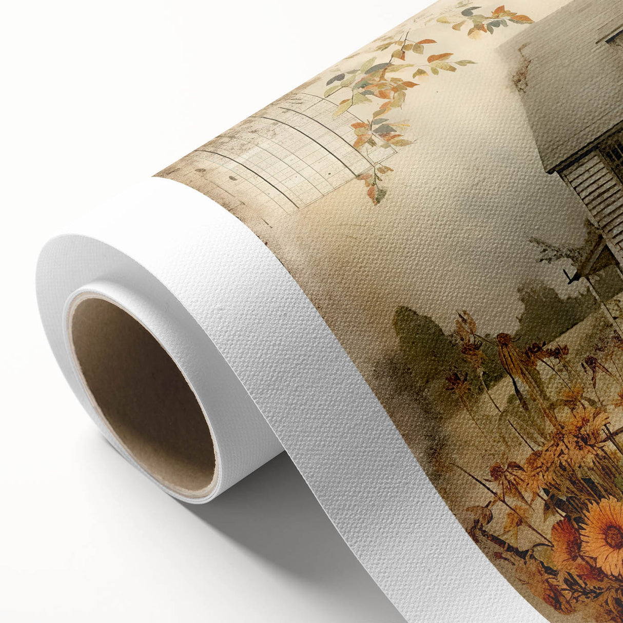 Vintage Farmhouse Prints with Sunflowers and Cottage - Rustic Wall Art