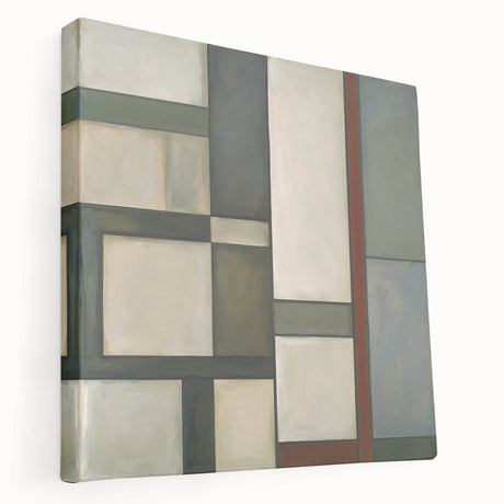 Abstract geometric stretched canvas art in vibrant colors, showcasing intricate patterns and modern design elements. Ideal for contemporary home decor, adding a bold visual statement to any space.