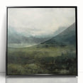 Framed abstract landscape wall art with a black acrylic frame, showcasing vibrant colors and fluid patterns, perfect for modern home decor.