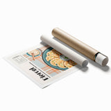 Extra large rolled print featuring an array of detailed floral art in soft pastel shades.