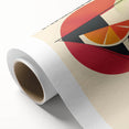 Art deco poster of food and drinks on rolled canvas, with muted earth tones, suitable for dining room wall art.