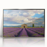 Framed acrylic wall art depicting a serene landscape scene with silver accents, showcasing vibrant colors and intricate details, perfect for home decor.
