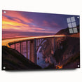 Landscape bridge design crafted from acrylic glass, showcasing a side view with visible mounting pins, ideal for modern decor and artistic displays.