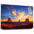 Acrylic glass artwork showcasing a stunning desert landscape from a side view, featuring vibrant colors and intricate details, ideal for modern home decor.