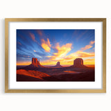 Desert landscape art print framed in gold with a mat, showcasing warm earth tones and intricate details, perfect for enhancing modern home decor.