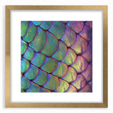 Extra large abstract art print featuring textured waves in soothing blue and gray tones, framed in gold.