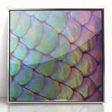 Mid-century modernist art depicting a close-up of an animal in muted earth tones on a framed acrylic print.