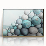 Large art print of close-up nature elements in gold tones on framed acrylic, mid-century modernist style.