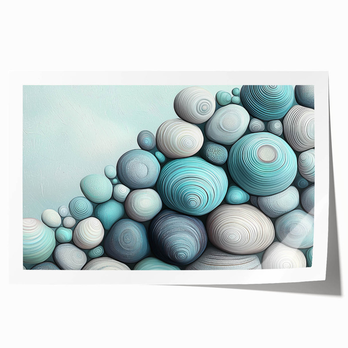 Close-up floral art on rolled print featuring vibrant green and pink tones, ideal for dining room wall decor.
