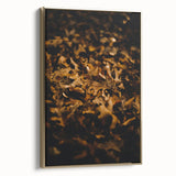 Framed canvas depicting a vintage-style landscape with autumnal trees in gold and black tones, ideal for bedroom wall decor.