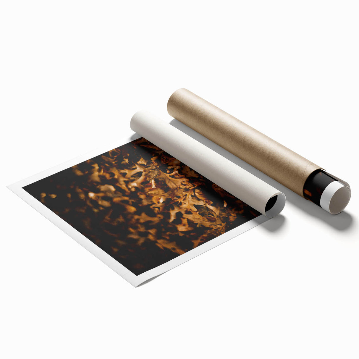 Extra large rolled print featuring a detailed floral design in autumn hues, ideal for classy bathroom wall art.
