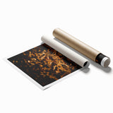 Extra large rolled print featuring a detailed floral design in autumn hues, ideal for classy bathroom wall art.