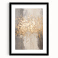 Abstract art print featuring textured, colorful swirls in cool winter tones on a large black-framed canvas.