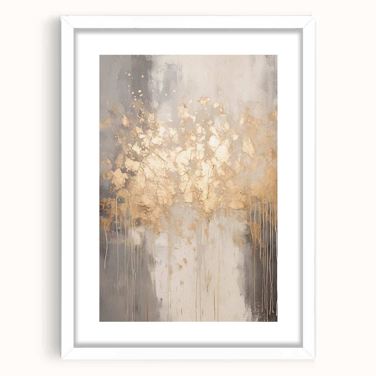 Abstract art print featuring swirling blue and white patterns on a framed canvas, suitable for bedroom or dining room decor.
