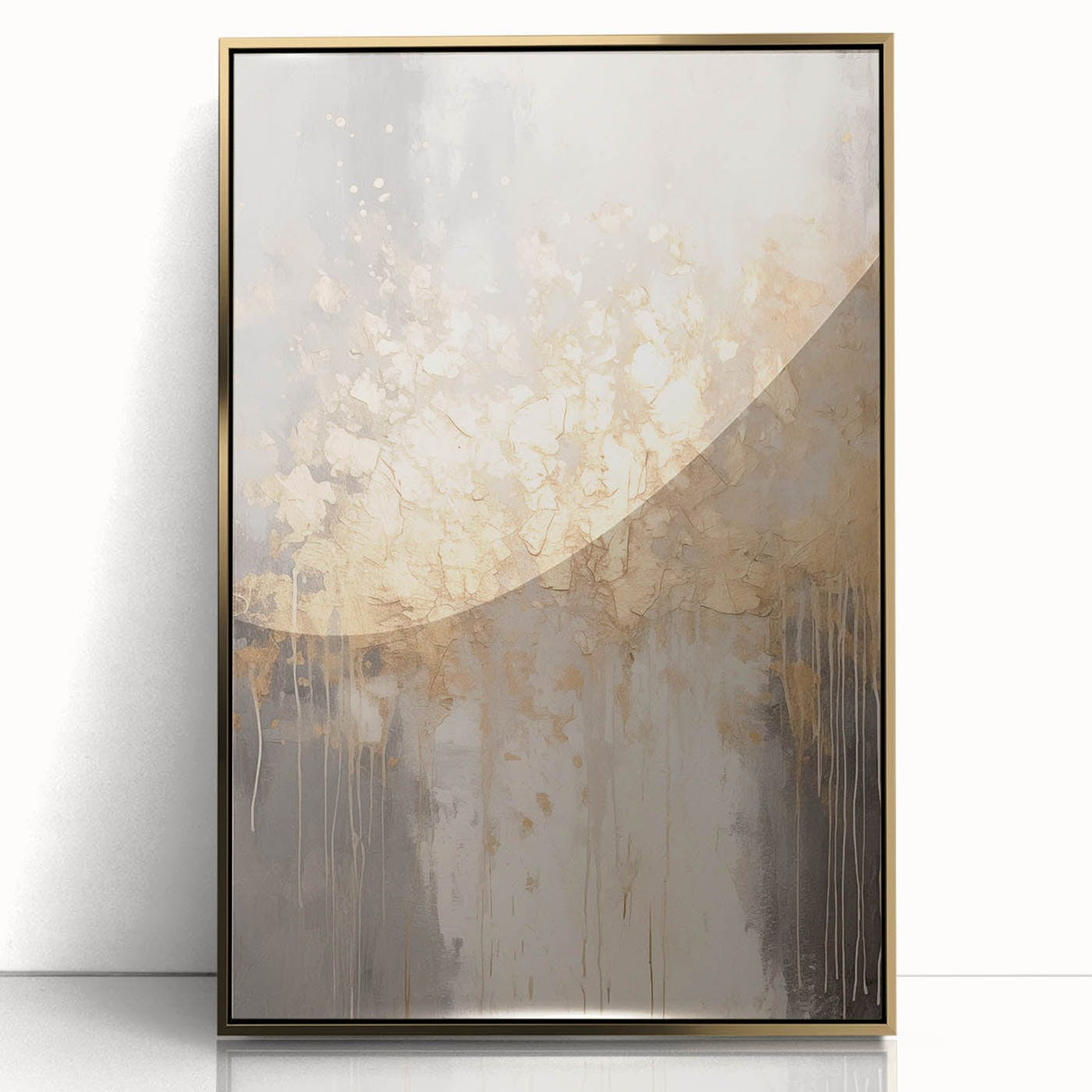Framed acrylic print of a mid-century modernist winter scene in muted blue and white tones, ideal for nursery wall decor.