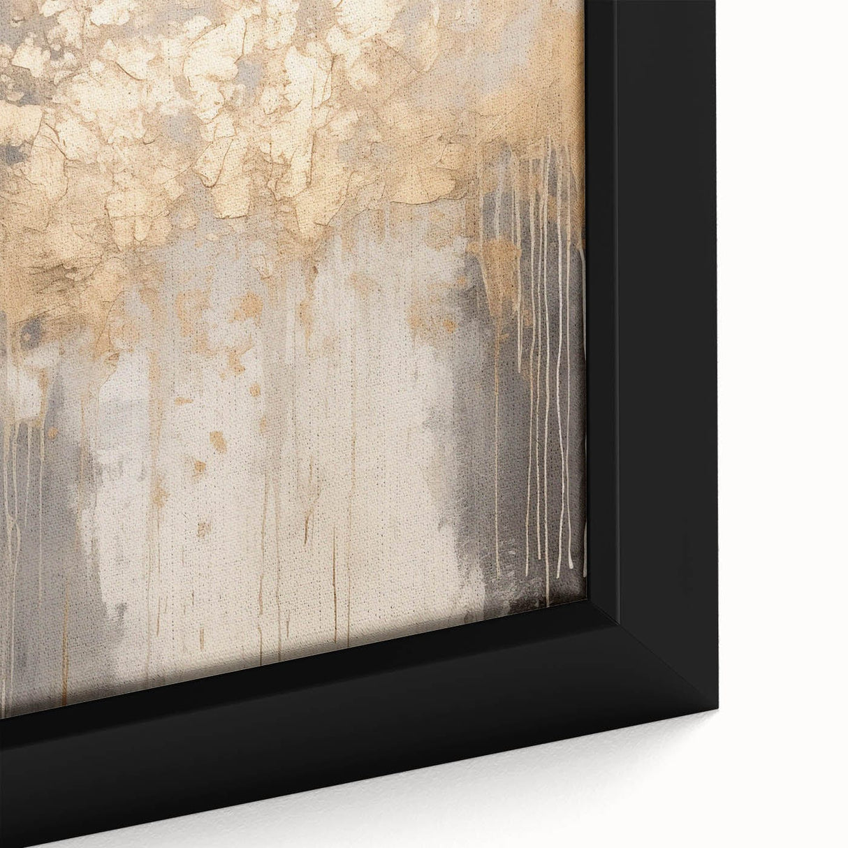 Close-up of textured black wall art featuring a colorful abstract design on a large framed canvas.