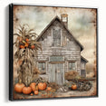 Country Style Art with Pumpkins and Barn - Rustic Farmhouse Wall Decor