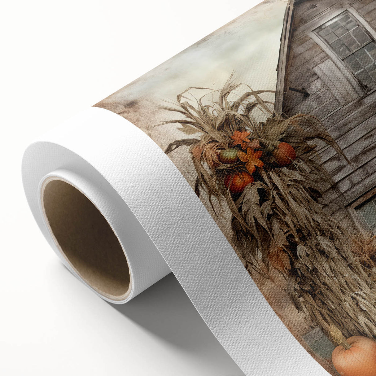 Country Style Art with Pumpkins and Barn - Rustic Farmhouse Wall Decor