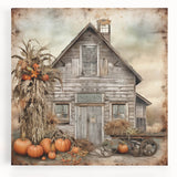 Country Style Art with Pumpkins and Barn - Rustic Farmhouse Wall Decor