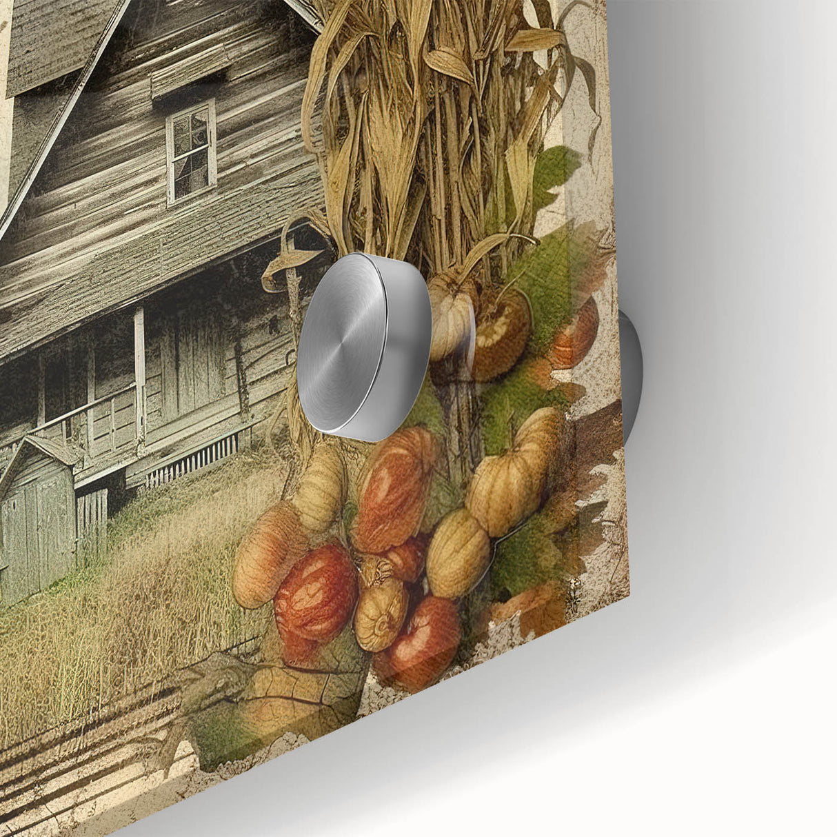 Rustic Farmhouse Decor with Barn and Corn Stalks - Country Style Art