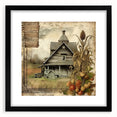 Rustic Farmhouse Decor with Barn and Corn Stalks - Country Style Art