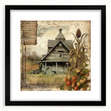 Rustic Farmhouse Decor with Barn and Corn Stalks - Country Style Art