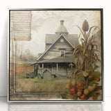 Rustic Farmhouse Decor with Barn and Corn Stalks - Country Style Art