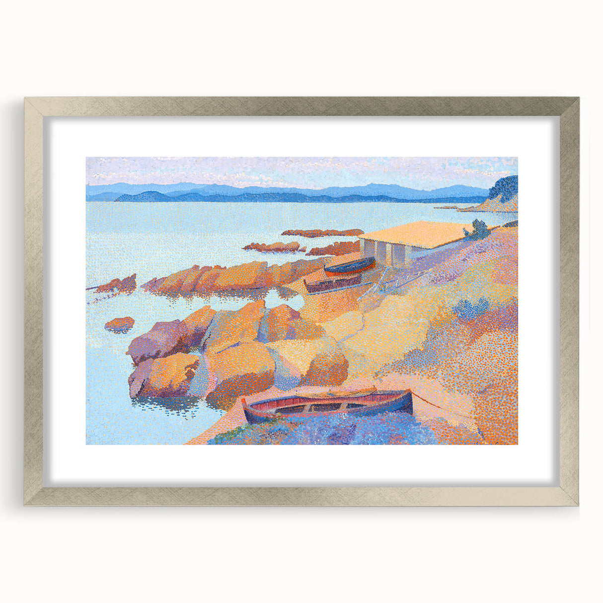 Modern Pointillism: Calanque des Antibois Coastal Scene Wall Art