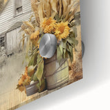 Farmhouse Wall Art with Sunflowers and Barn - Rustic Country Decor
