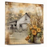 Farmhouse Wall Art with Sunflowers and Barn - Rustic Country Decor