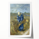 Impressionist Wall Art - Peasant Woman Binding Sheaves by Van Gogh