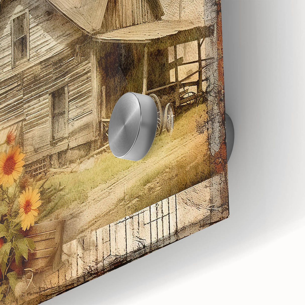 Country Style Art with Pumpkins and Sunflowers - Rustic Farmhouse Decor
