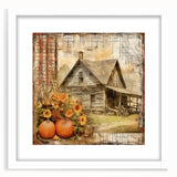 Country Style Art with Pumpkins and Sunflowers - Rustic Farmhouse Decor