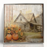 Country Style Art with Pumpkins and Sunflowers - Rustic Farmhouse Decor