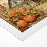 Country Style Art with Pumpkins and Sunflowers - Rustic Farmhouse Decor