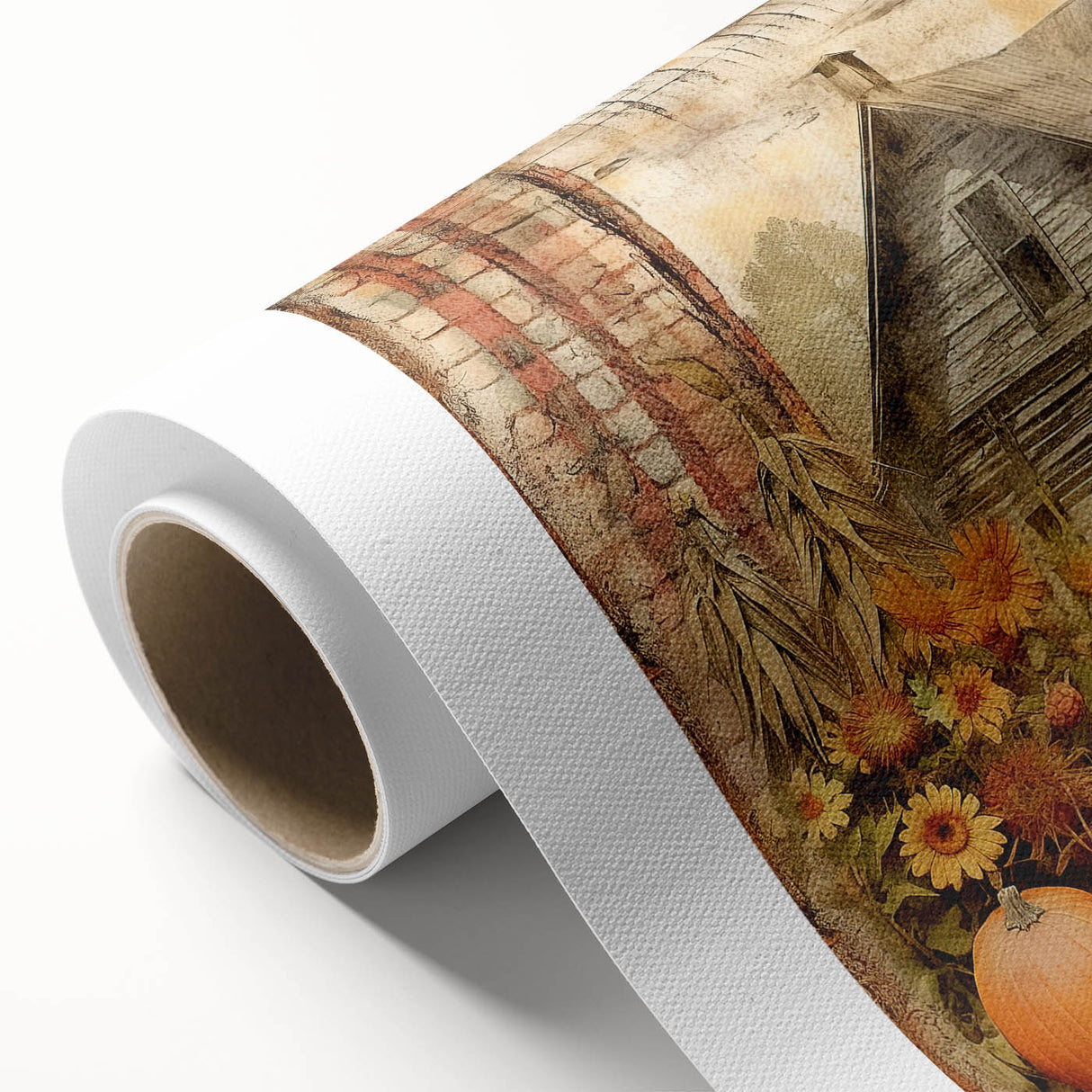 Country Style Art with Pumpkins and Sunflowers - Rustic Farmhouse Decor