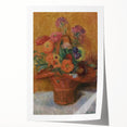 Red Basket of Zinnias Modern Wall Art – Vibrant Floral Masterpiece