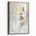 Framed canvas wall art showcasing a contemporary abstract figurative design with black tones, featured in a sleek frame, perfect for modern decor.
