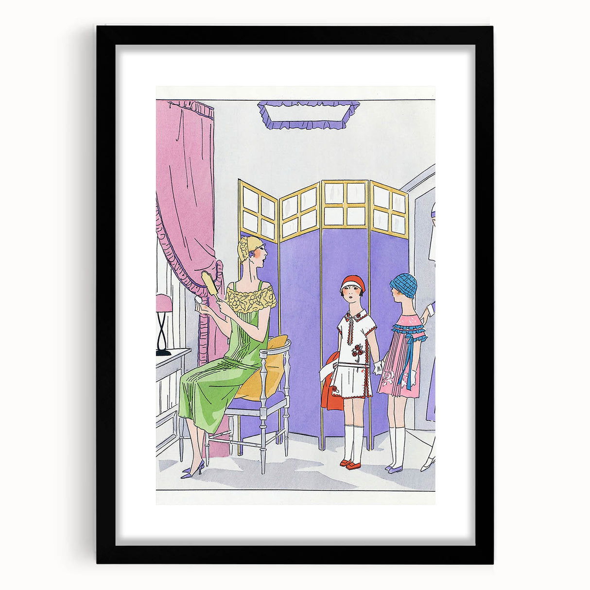Vintage Fashion Art Deco Wall Art – Pastel Colors & Elegant 1920s Scene