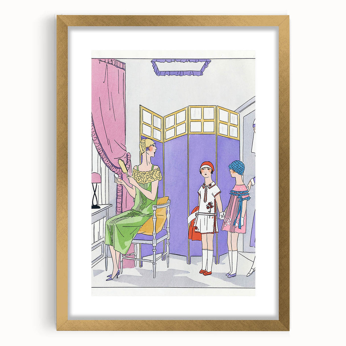 Vintage Fashion Art Deco Wall Art – Pastel Colors & Elegant 1920s Scene