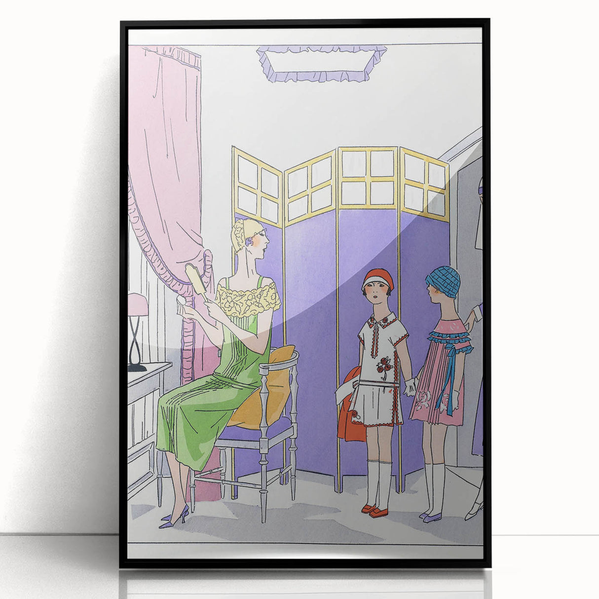 Vintage Fashion Art Deco Wall Art – Pastel Colors & Elegant 1920s Scene
