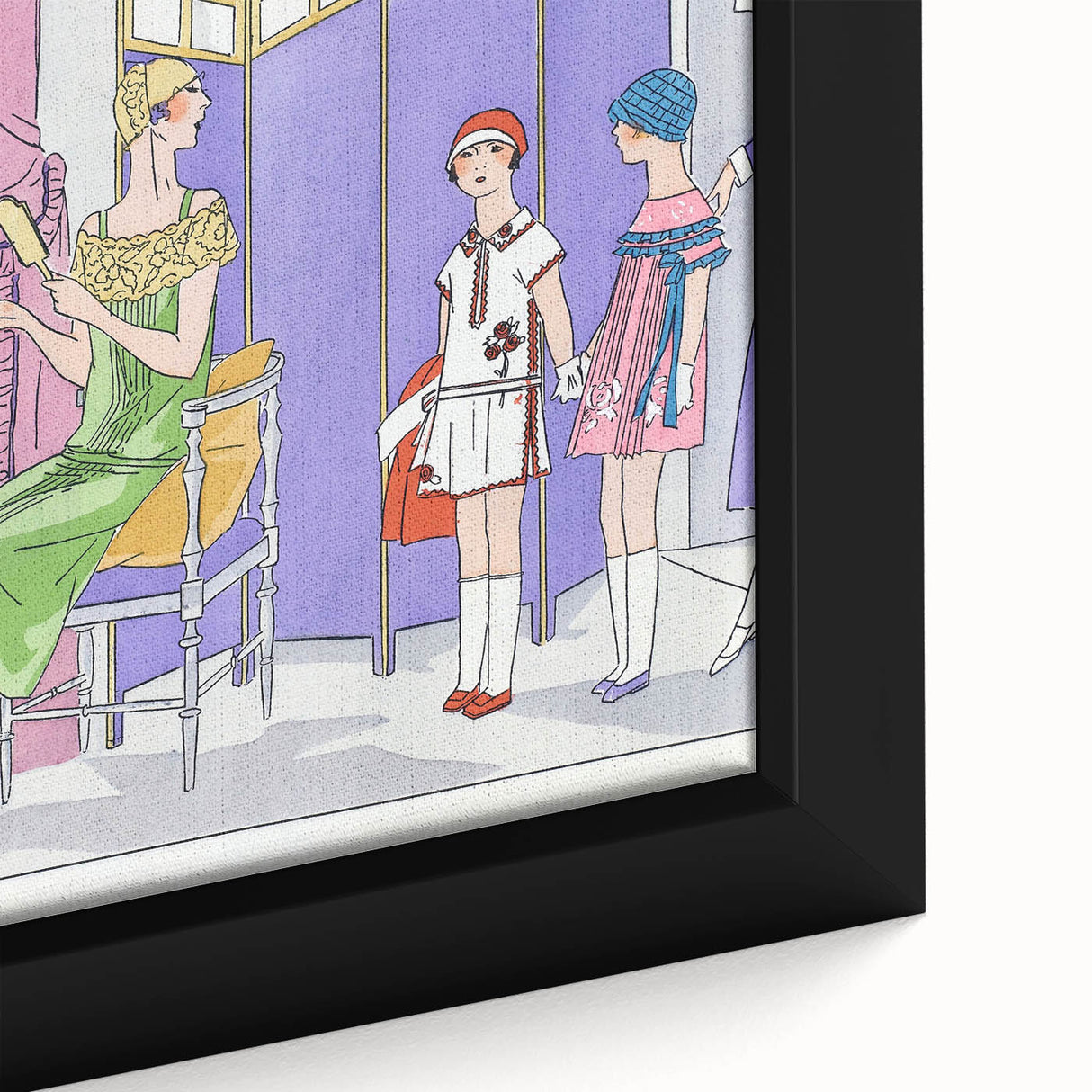 Vintage Fashion Art Deco Wall Art – Pastel Colors & Elegant 1920s Scene