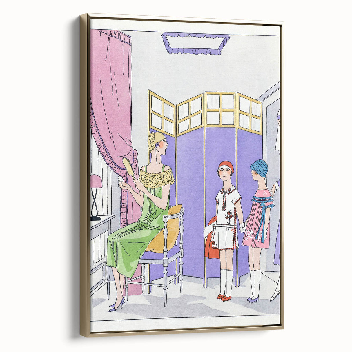 Vintage Fashion Art Deco Wall Art – Pastel Colors & Elegant 1920s Scene